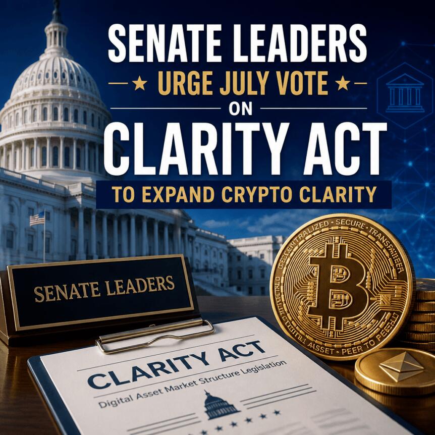 Senate Leaders Urge July Vote On Clarity Act To Expand Crypto Clarity