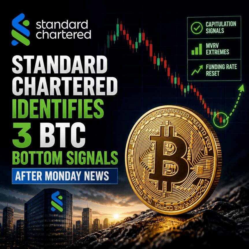 Standard Chartered Identifies 3 BTC Bottom Signals After Monday News