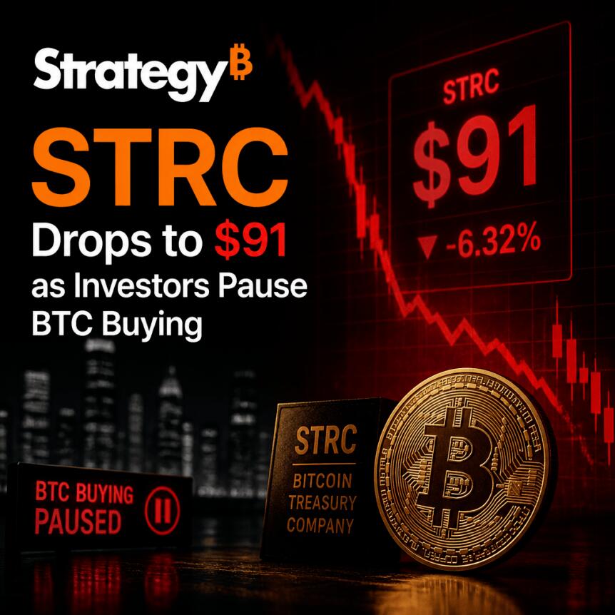 Strategy’s STRC Drops to $91 as Investors Pause BTC Buying