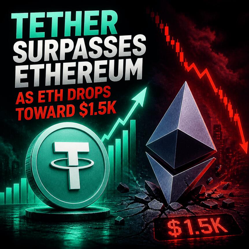 Tether Surpasses Ethereum As Eth Drops Toward $1.5k