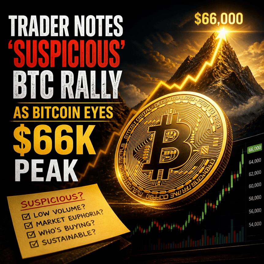 Trader Notes ‘suspicious’ Btc Rally As Bitcoin Eyes $66k Peak