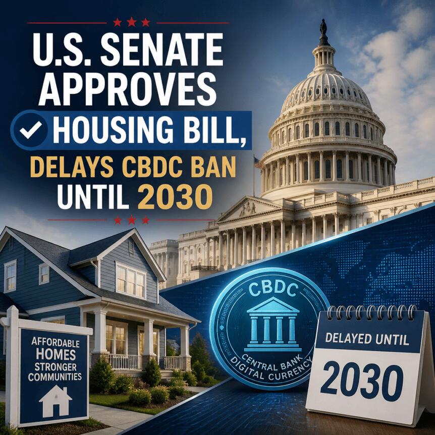 U.s. Senate Approves Housing Bill, Delays Cbdc Ban Until 2030