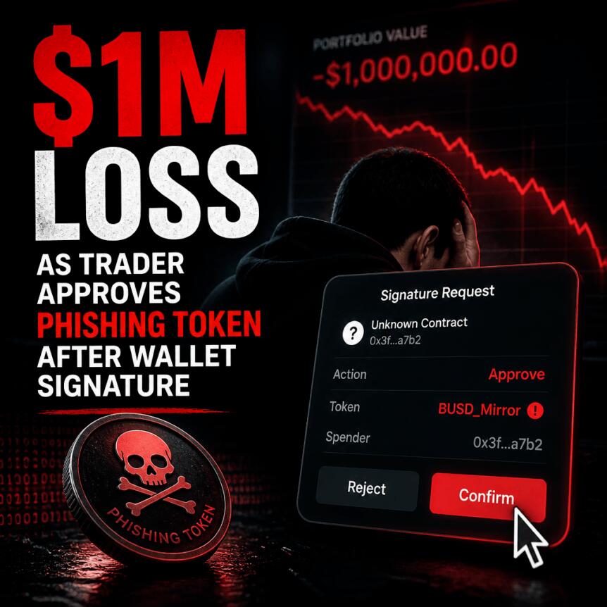 $1M Loss as Trader Approves Phishing Token After Wallet Signature $1m Loss As Trader Approves Phishing Token After Wallet Signature