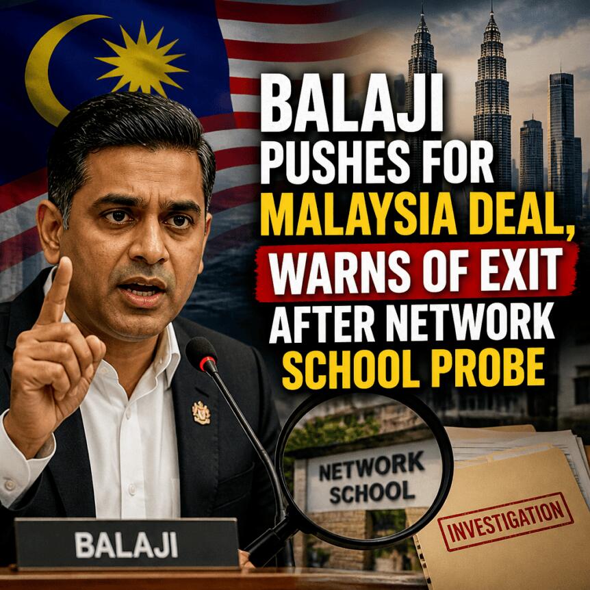 Balaji Pushes for Malaysia Deal, Warns of Exit After Network School Probe Balaji Pushes For Malaysia Deal, Warns Of Exit After Network School Probe
