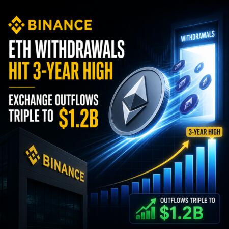 Binance Eth Withdrawals Hit 3-Year High; Exchange Outflows Triple To $1.2b