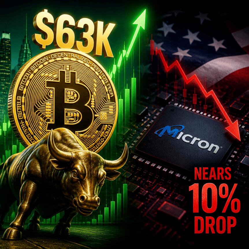 Bitcoin Bulls Push For $63k Amid Us Chip Slide, Micron Nears 10% Drop