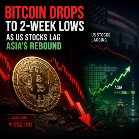 Bitcoin Drops to 2-Week Lows as US Stocks Lag Asia’s Rebound Bitcoin Drops To 2-Week Lows As Us Stocks Lag Asia’s Rebound