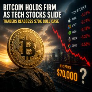 Bitcoin Holds Firm as Tech Stocks Slide; Traders Reassess $70K Bull Case Bitcoin Holds Firm As Tech Stocks Slide; Traders Reassess $70k Bull Case