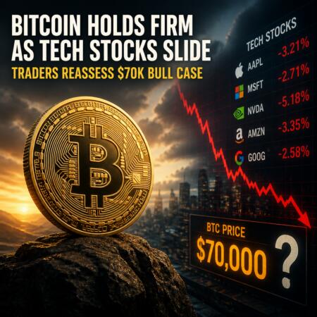 Bitcoin Holds Firm as Tech Stocks Slide; Traders Reassess $70K Bull Case Bitcoin Holds Firm As Tech Stocks Slide; Traders Reassess $70k Bull Case