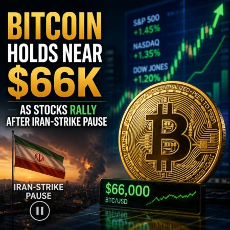 Bitcoin Holds Near $66k As Stocks Rally After Iran-Strike Pause