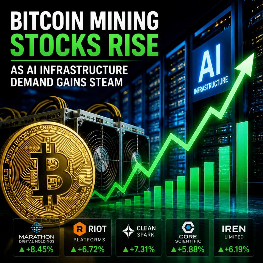 Bitcoin Mining Stocks Rise as AI Infrastructure Demand Gains Steam Bitcoin Mining Stocks Rise As Ai Infrastructure Demand Gains Steam