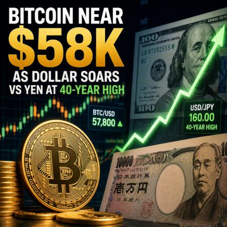 Bitcoin Near $58K as Dollar Soars vs Yen at 40-Year High Bitcoin Near $58k As Dollar Soars Vs Yen At 40-Year High