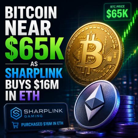 Bitcoin Near $65k As Sharplink Buys $16m In Eth