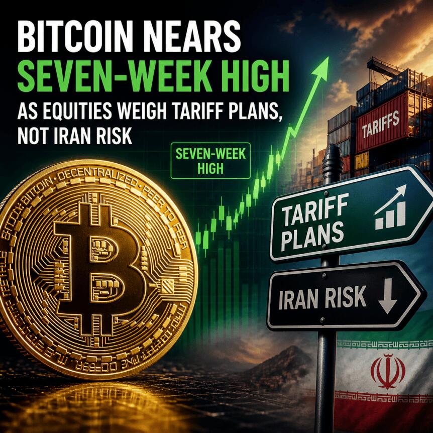 Bitcoin Nears Seven-Week High as Equities Weigh Tariff Plans, Not Iran Risk Bitcoin Nears Seven-Week High As Equities Weigh Tariff Plans, Not Iran Risk