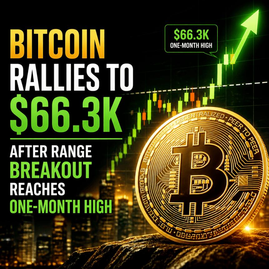 Bitcoin Rallies to $66.3K After Range Breakout Reaches One-Month High Bitcoin Rallies To $66.3k After Range Breakout Reaches One-Month High