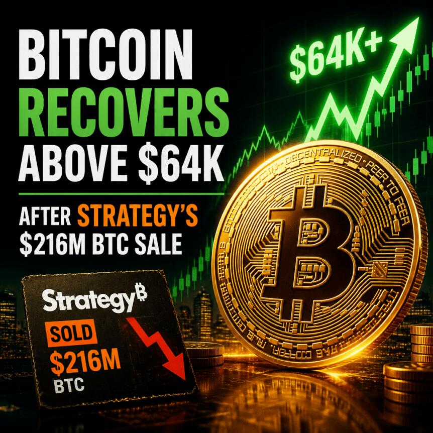 Bitcoin Recovers Above $64k After Strategy’s $216m Btc Sale