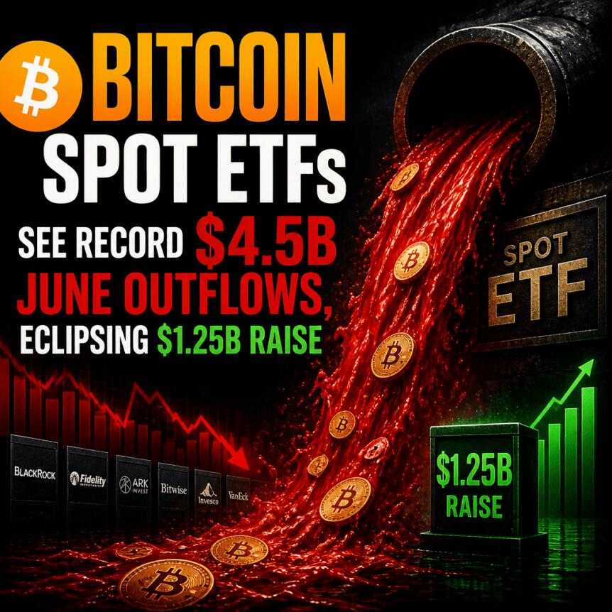 Bitcoin Spot Etfs See Record $4.5b June Outflows, Eclipsing $1.25b Raise