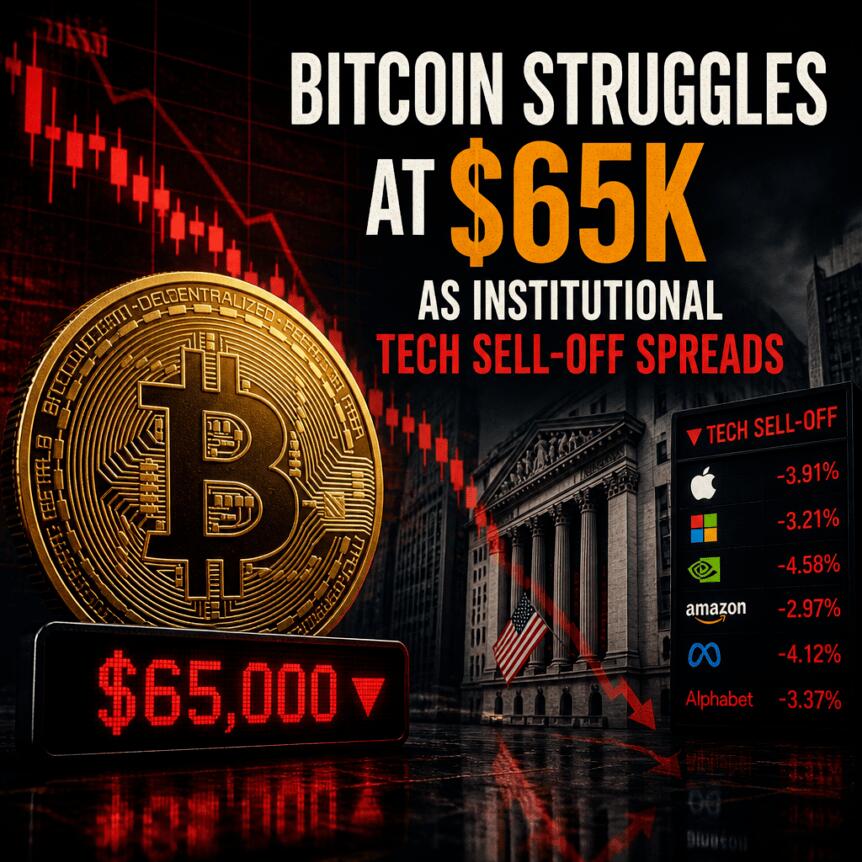Bitcoin Struggles at $65K as Institutional Tech Sell-Off Spreads Bitcoin Struggles At $65k As Institutional Tech Sell-Off Spreads