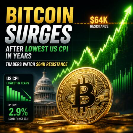 Bitcoin Surges After Lowest US CPI in Years, Traders Watch $64K Resistance Bitcoin Surges After Lowest Us Cpi In Years, Traders Watch $64k Resistance