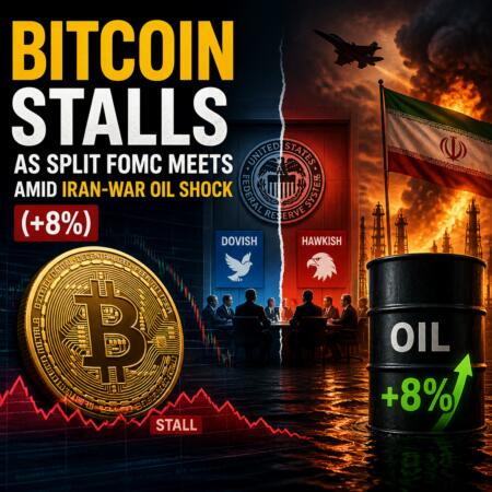 Bitcoin stalls as split FOMC meets amid Iran-war oil shock (+8%) Bitcoin Stalls As Split Fomc Meets Amid Iran-War Oil Shock (+8%)