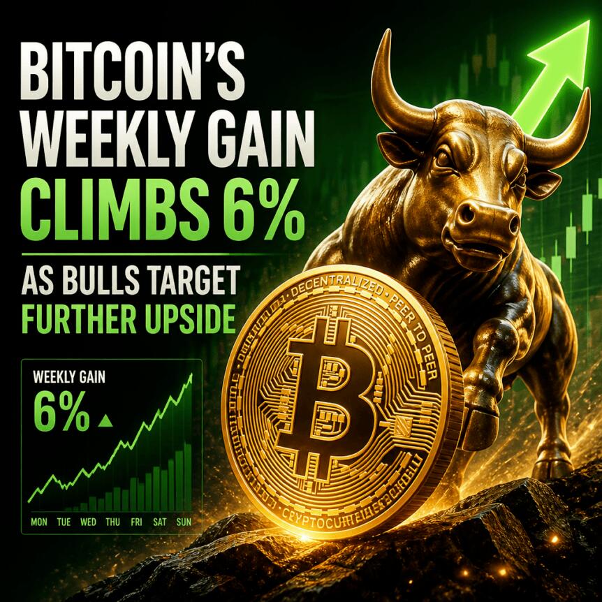 Bitcoin’s Weekly Gain Climbs 6% as Bulls Target Further Upside Bitcoin’s Weekly Gain Climbs 6% As Bulls Target Further Upside