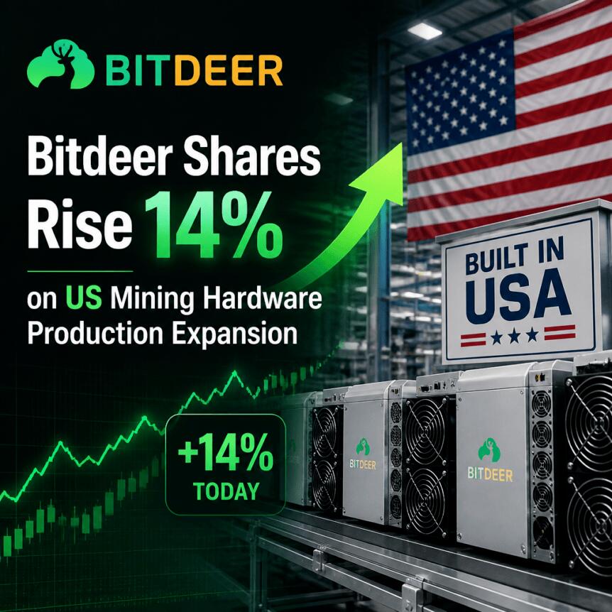Bitdeer Shares Rise 14% on US Mining Hardware Production Expansion Bitdeer Shares Rise 14% On Us Mining Hardware Production Expansion