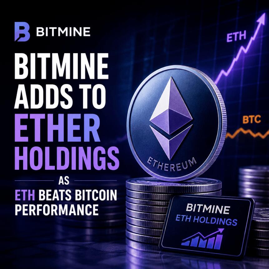 Bitmine Adds to Ether Holdings as ETH Beats Bitcoin Performance