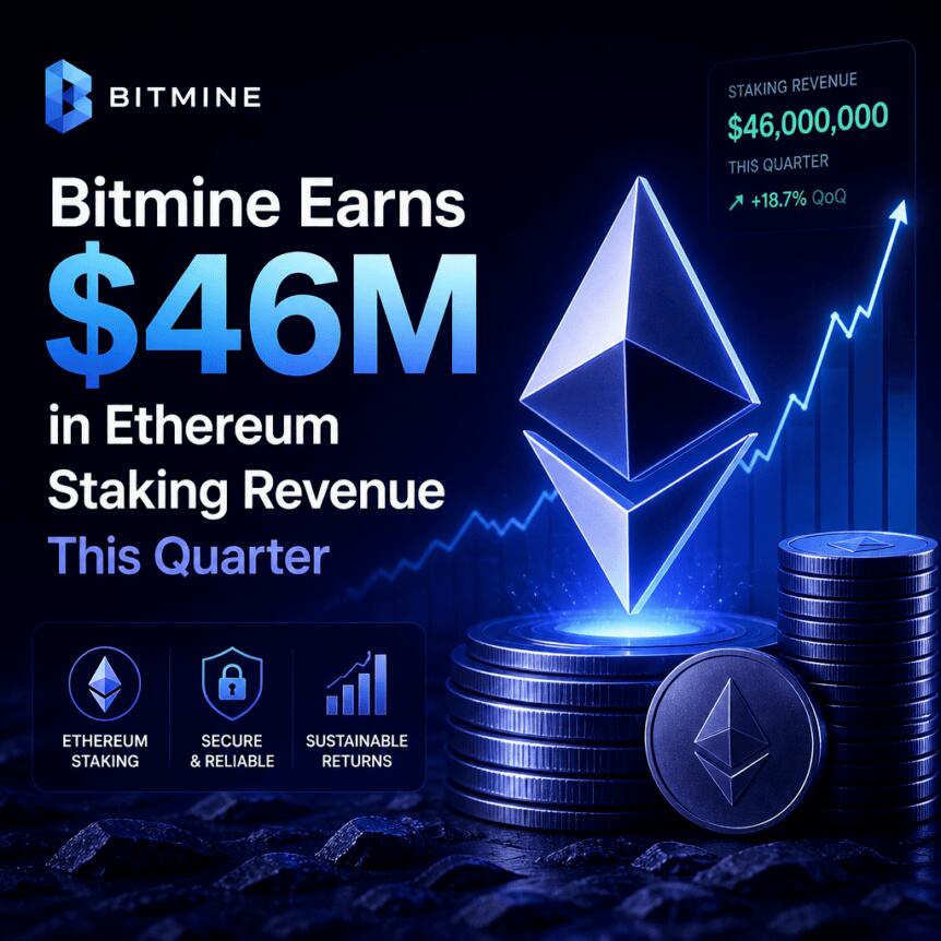 Bitmine Earns $46m In Ethereum Staking Revenue This Quarter