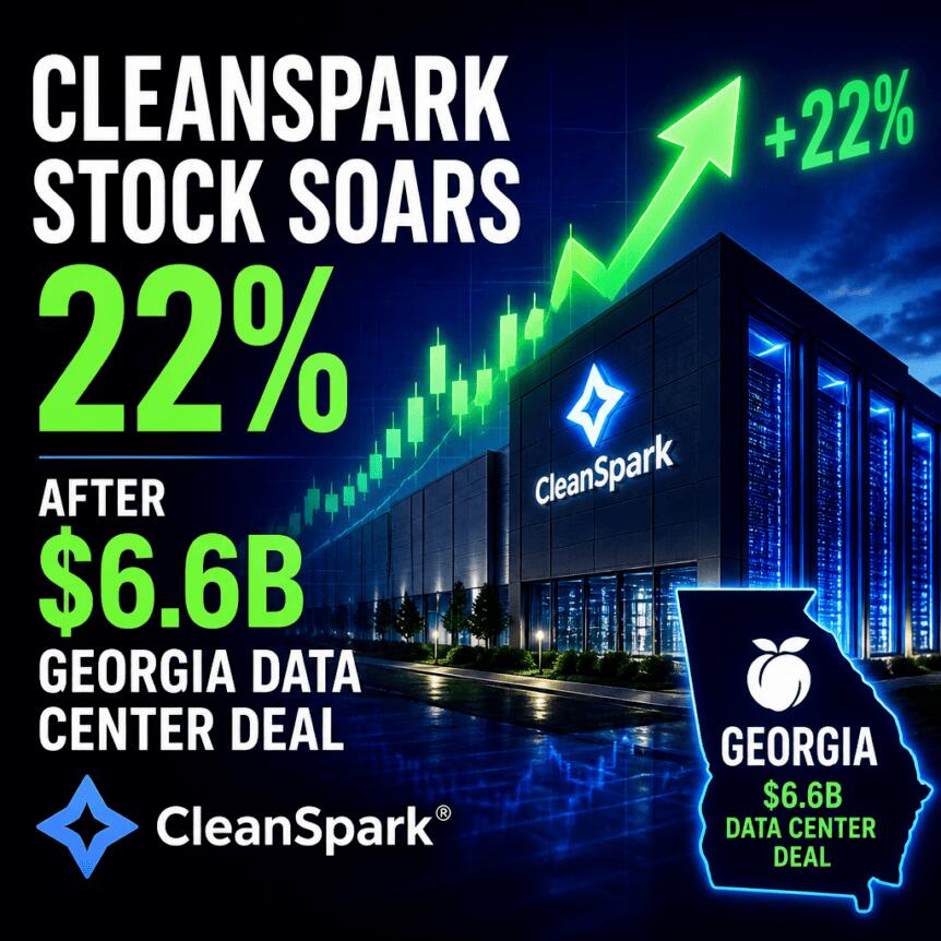 Cleanspark Stock Soars 22% After $6.6b Georgia Data Center Deal