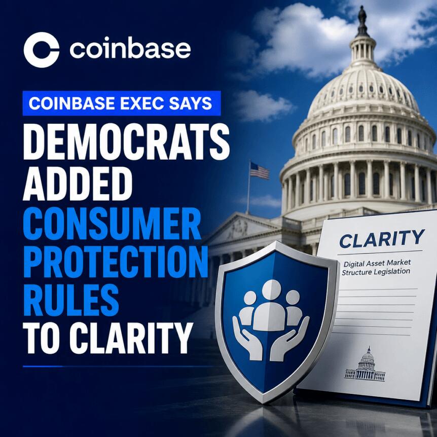 Coinbase Exec Says Democrats Added Consumer Protection Rules to CLARITY Coinbase Exec Says Democrats Added Consumer Protection Rules To Clarity