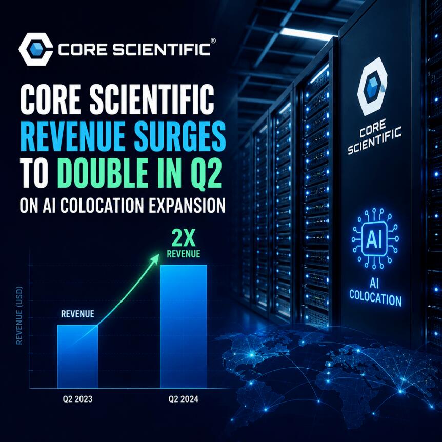 Core Scientific Revenue Surges to Double in Q2 on AI Colocation Expansion