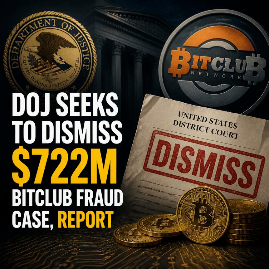 DOJ Seeks to Dismiss $722M BitClub Fraud Case, Report Doj Seeks To Dismiss $722m Bitclub Fraud Case, Report