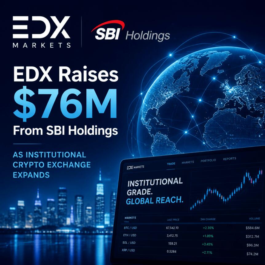 EDX Raises $76M From SBI Holdings as Institutional Crypto Exchange Expands