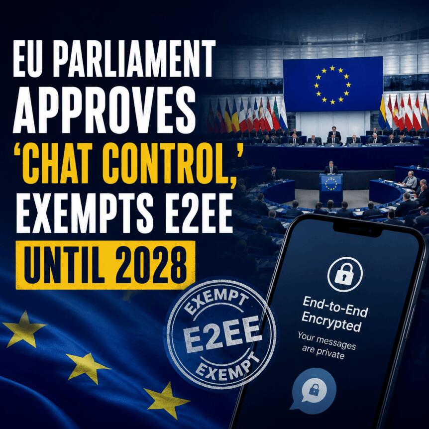 Eu Parliament Approves ‘chat Control,’ Exempts E2ee Until 2028