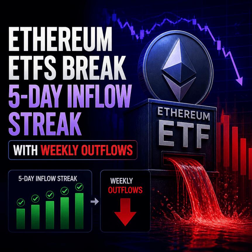 Ethereum ETFs Break 5-Day Inflow Streak With Weekly Outflows