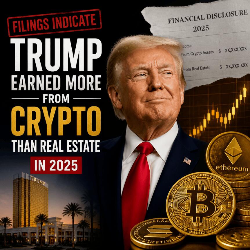 Filings Indicate Trump Earned More From Crypto Than Real Estate in 2025 Filings Indicate Trump Earned More From Crypto Than Real Estate In 2025