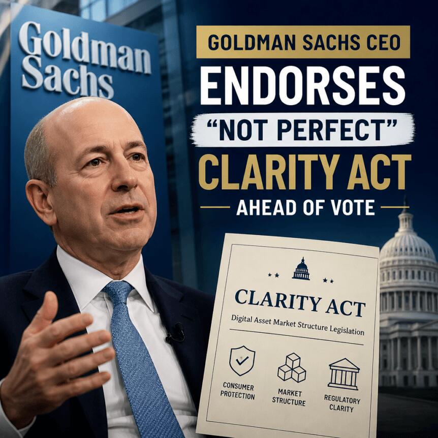 Goldman Sachs CEO Endorses “Not Perfect” CLARITY Act Ahead of Vote Goldman Sachs Ceo Endorses “not Perfect” Clarity Act Ahead Of Vote