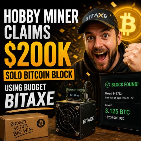 Hobby Miner Claims $200k Solo Bitcoin Block Using Budget Bitaxe
