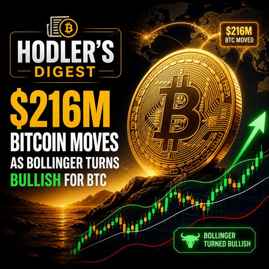 Hodler’s Digest: $216m Bitcoin Moves As Bollinger Turns Bullish For Btc