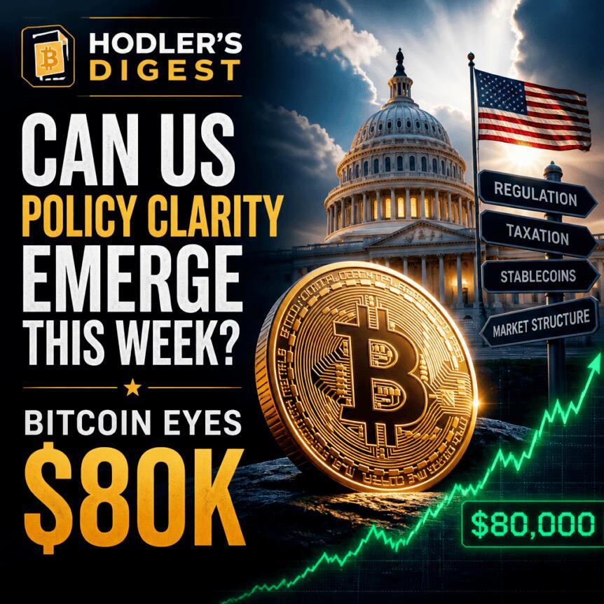 Hodler’s Digest: Can US Policy Clarity Emerge This Week? Bitcoin Eyes $80K