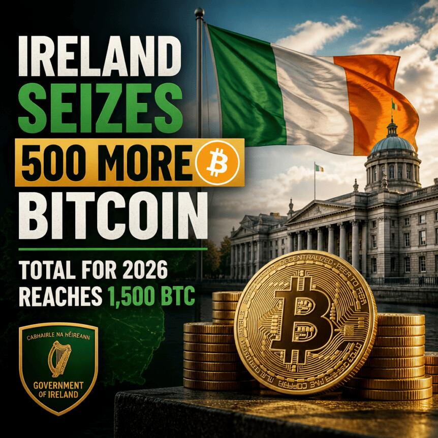 Ireland Seizes 500 More Bitcoin, Total for 2026 Reaches 1,500 BTC Ireland Seizes 500 More Bitcoin, Total For 2026 Reaches 1,500 Btc