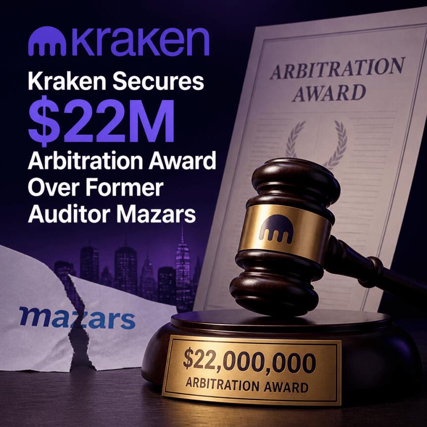 Kraken Secures $22m Arbitration Award Over Former Auditor Mazars