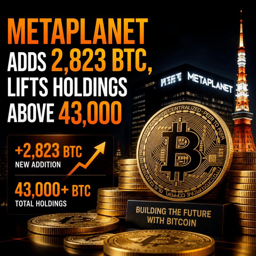 Metaplanet Adds 2,823 Btc, Lifts Holdings Above 43,000