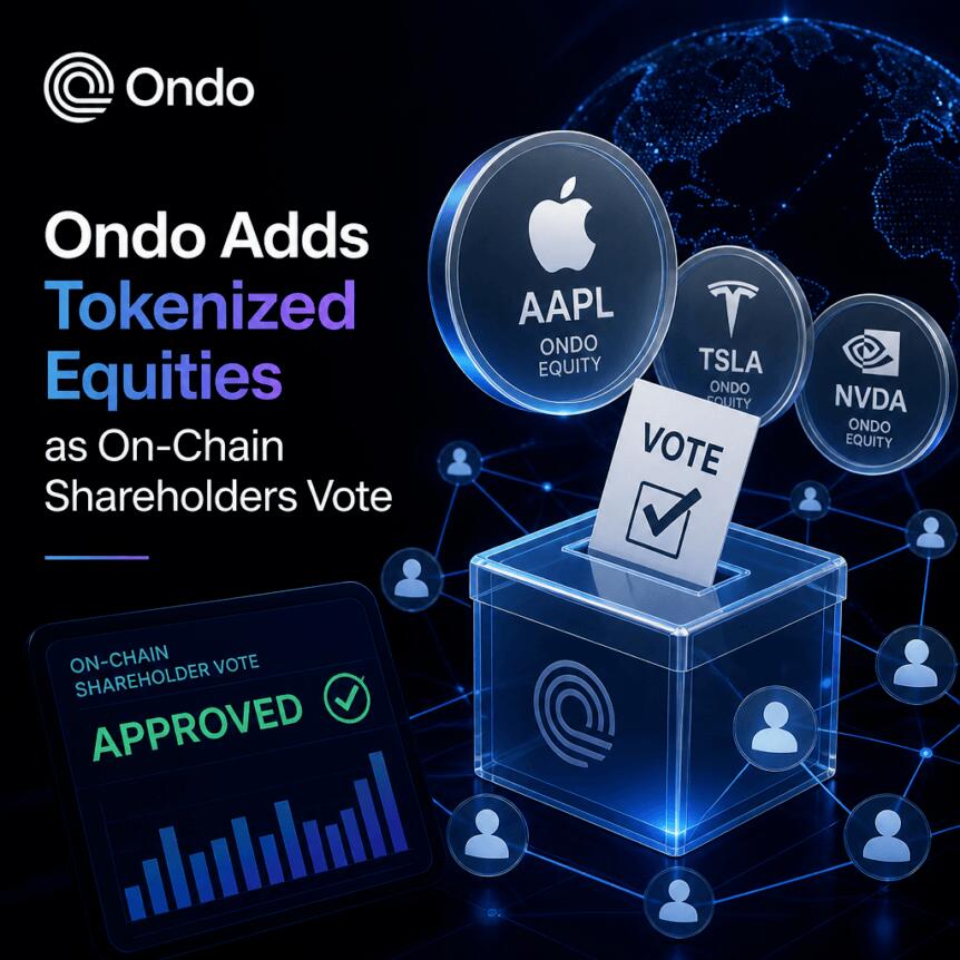 Ondo Adds Tokenized Equities as On-Chain Shareholders Vote Ondo Adds Tokenized Equities As On-Chain Shareholders Vote