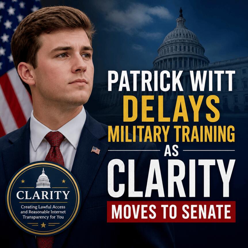 Patrick Witt Delays Military Training as CLARITY Moves to Senate Patrick Witt Delays Military Training As Clarity Moves To Senate