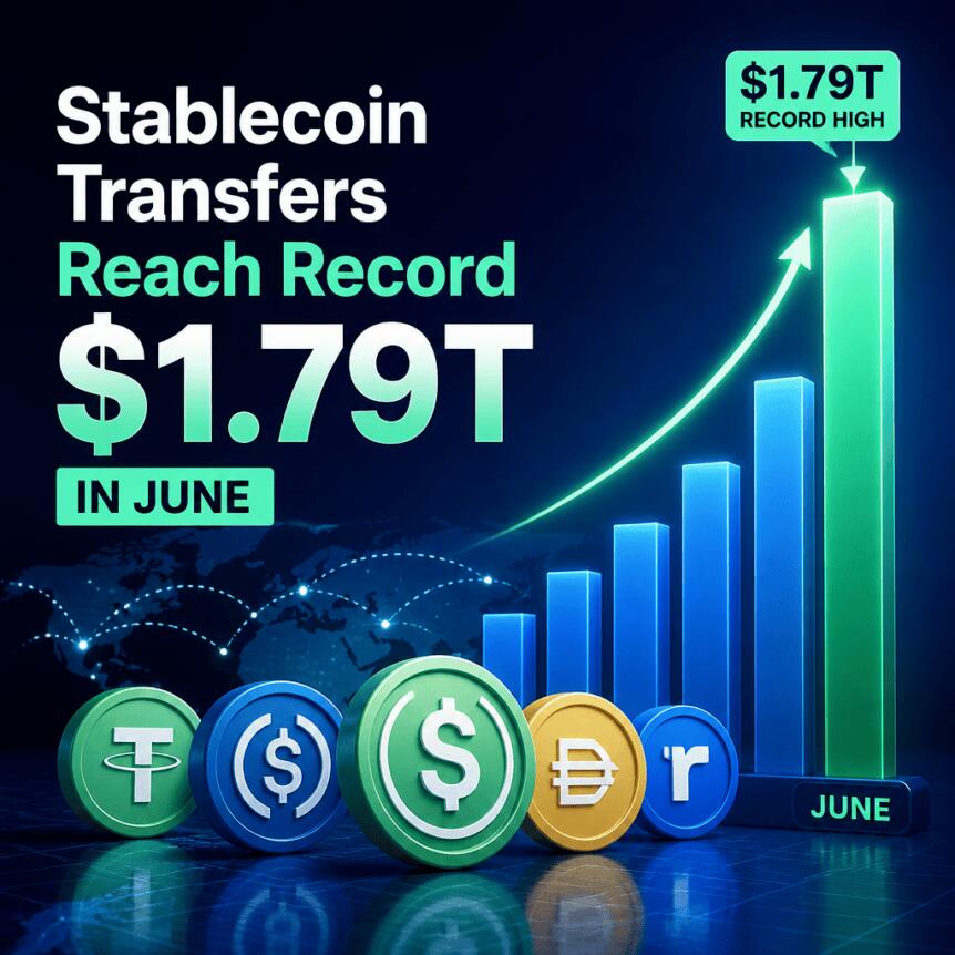 Stablecoin Transfers Reach Record $1.79T in June Stablecoin Transfers Reach Record $1.79t In June