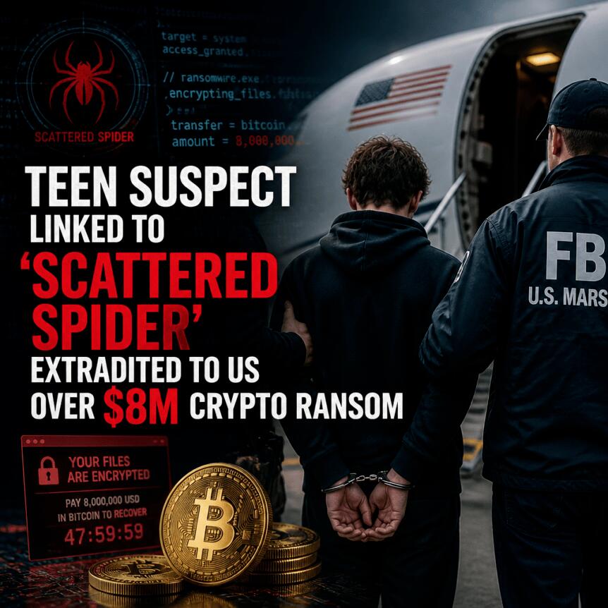Teen Suspect Linked to ‘Scattered Spider’ Extradited to US Over $8M Crypto Ransom Teen Suspect Linked To 'scattered Spider' Extradited To Us Over $8m Crypto Ransom