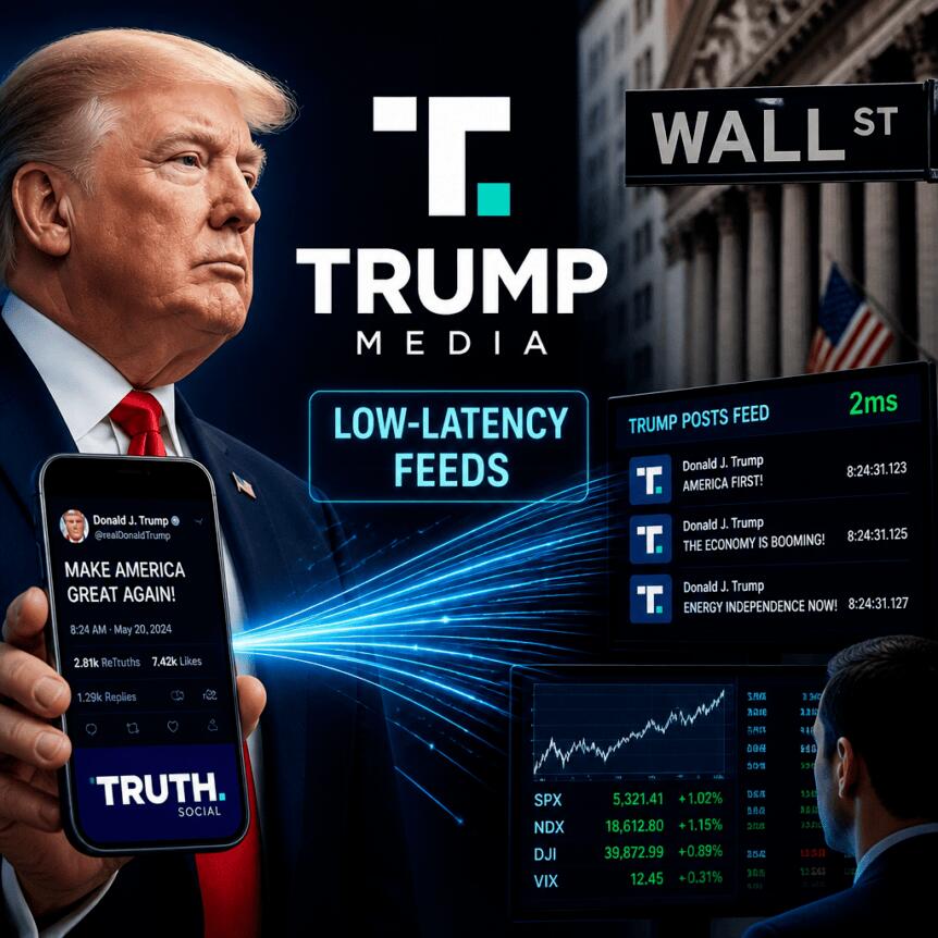 Trump Media Offers Wall Street Low-Latency Feeds for Trump Posts Trump Media Offers Wall Street Low-Latency Feeds For Trump Posts