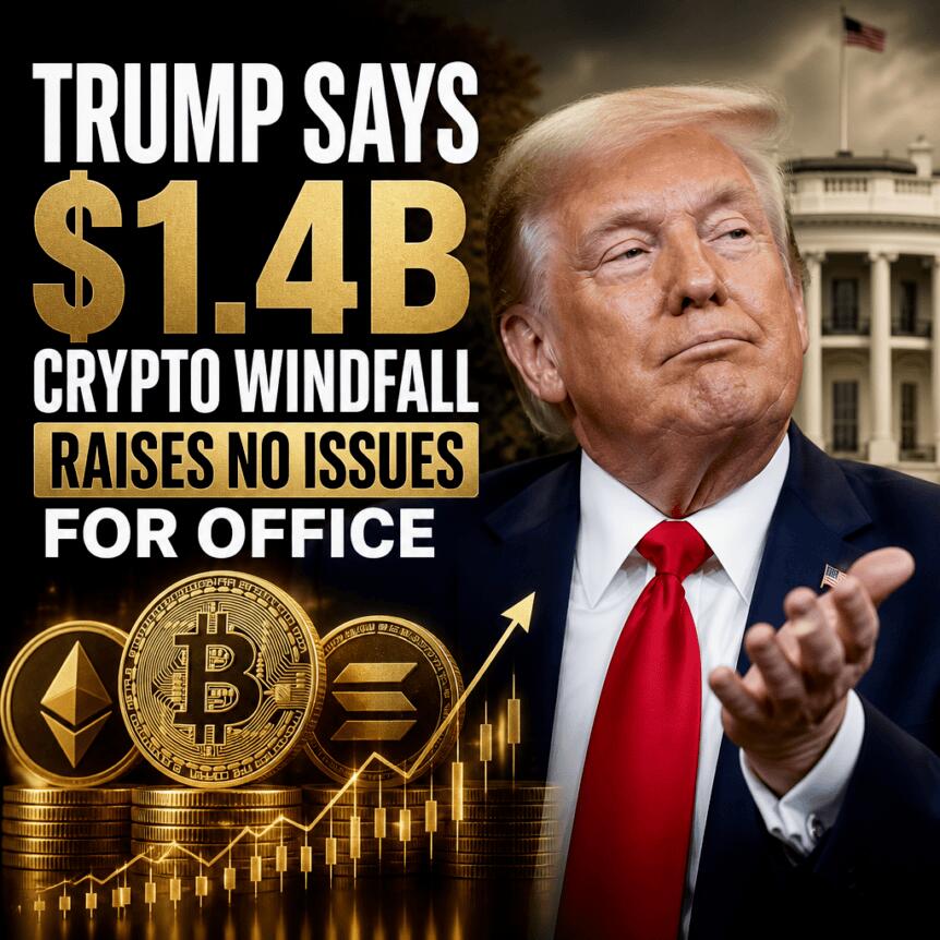 Trump Says $1.4b Crypto Windfall Raises No Issues For Office