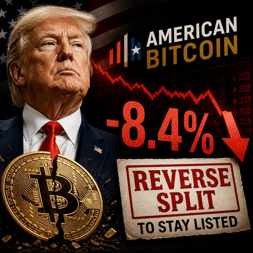 Trump’s American Bitcoin Drops 8.4% Before Reverse Split to Stay Listed